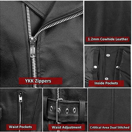 Mans Genuine Cowhide Leather Biker Sleeveless shops Jacket