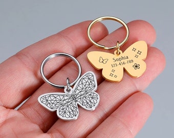 Etiqueta de identificación de mascota grabada personalizada de mariposa, etiqueta personalizada para perros y gatos, etiqueta de nombre de perro, etiqueta de perro grabada, etiquetas de nombre de gato