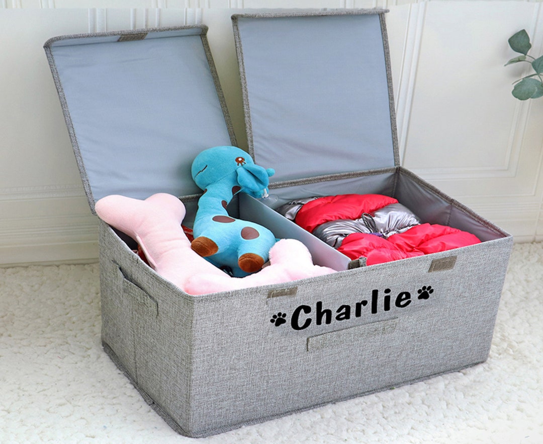 Personalized Foldable Pet Toy Basket, Custom Pet Name Storage Box