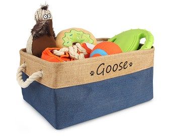 Personalized Foldable Pet Toy Basket, Custom Pet Name Storage Box, Personalised Dog Cat Toys Clothes Storage Basket Organizer Box