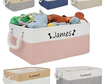 Custom Name Dog Toy Box, Personalized Pet Toys Basket, Dog Toy Basket, Custom Pet Name Storage Box, Personalise Storage Basket