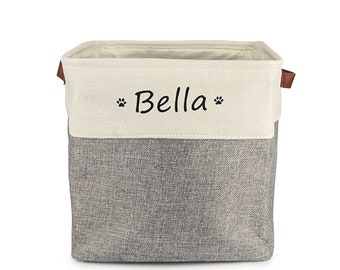 Personalised Name Clothes Toy Storage Basket For Cat Dog Cloth Organizer Box, Custom Pet Name Storage Box, Personalized Organizer Box