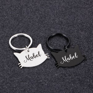 Custom Cat ID Tag Personalized Pet Name Tag Customized Engraved Kitten ID Tag Small Cute Cat Tag image 5