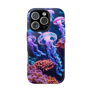 Jellyfish Phone Case, Vibrant Ocean Theme, Sea Life Phone Cover, Ocean Aesthetic Phone Case, Marine Animal Art Case iPhone 16 15 14 13 12