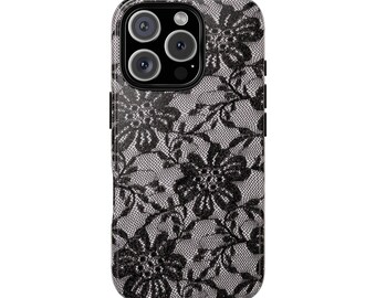 Black Floral Lace Phone Case: Elegant Chic iPhone Samsung Cover