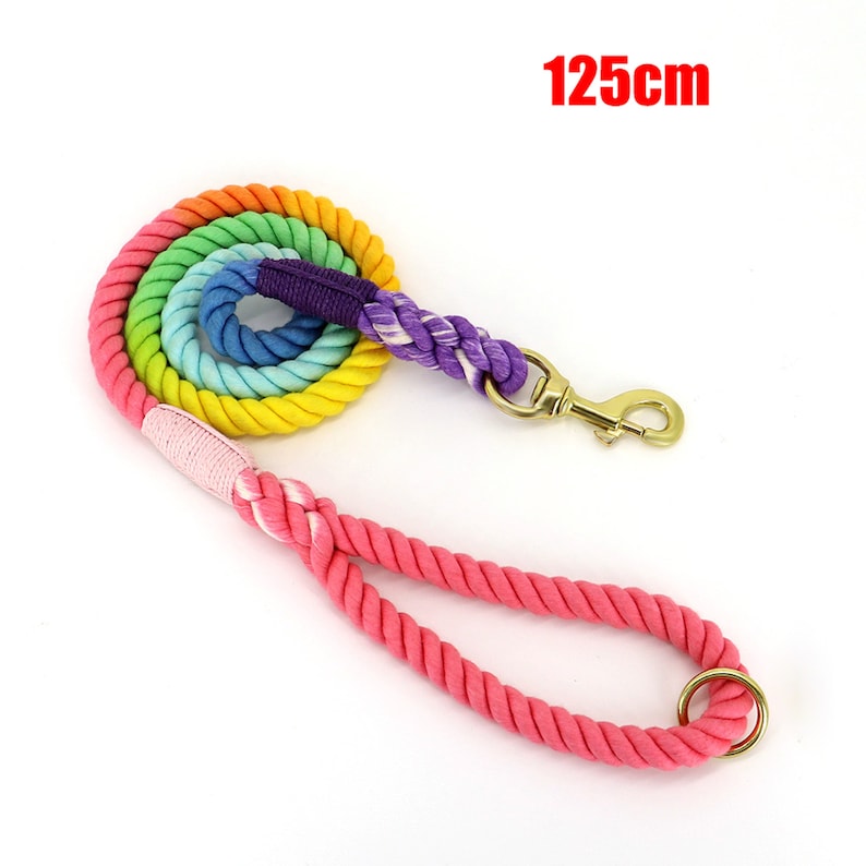 Colorful Ombre Rope Dog Leash, Cotton Rope Leash, Rainbow Pet Leash, Dog Walking Training Leads image 6