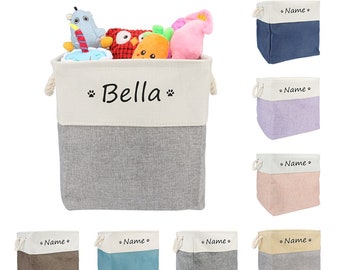 Personalised Name Clothes Toy Storage Basket For Cat Dog Cloth Organizer Box, Custom Pet Name Storage Box, Personalized Organizer Box