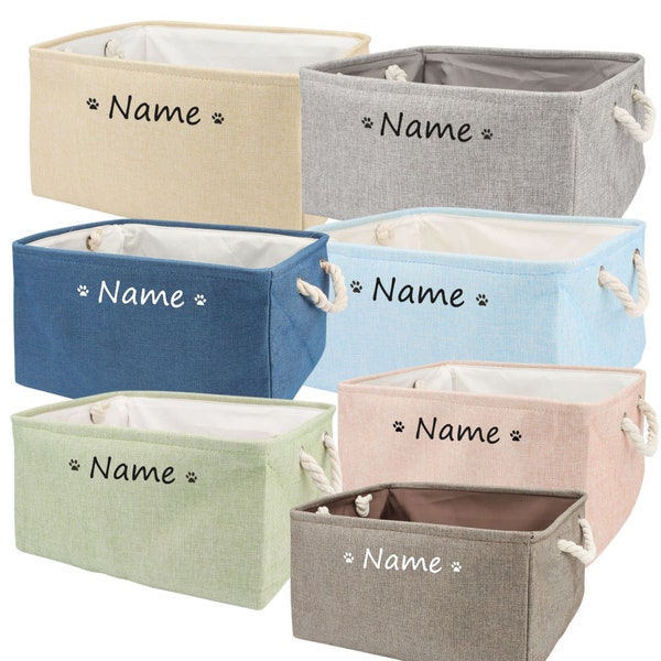 Personalized Foldable Pet Toy Basket, Custom Pet Name Storage Box, Personalised Dog Cat Toys Clothes Storage Basket Organizer Box