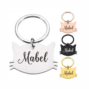 Custom Cat ID Tag Personalized Pet Name Tag Customized Engraved Kitten ID Tag Small Cute Cat Tag image 1