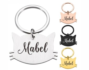 Custom Cat ID Tag Personalized Pet Name Tag Customized Engraved Kitten ID Tag Small Cute Cat Tag