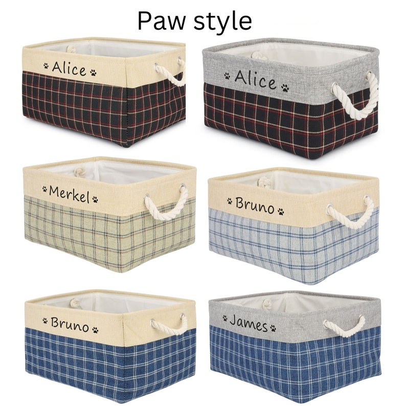 Custom Dog Toy Storage Basket, Personalized Name Toys Box For Dog Stuff, Custom Pet Name Storage Bin Organizer for Dog Accessories image 3