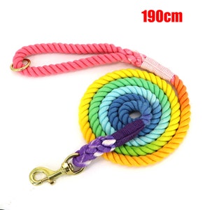 Correa de perro de cuerda Ombre colorida, correa de cuerda de algodón, correa de mascota arco iris, correa de entrenamiento para pasear perros imagen 7