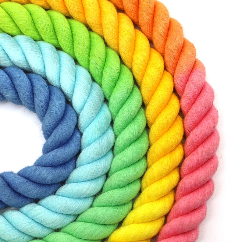 Colorful Ombre Rope Dog Leash, Cotton Rope Leash, Rainbow Pet Leash, Dog Walking Training Leads image 2