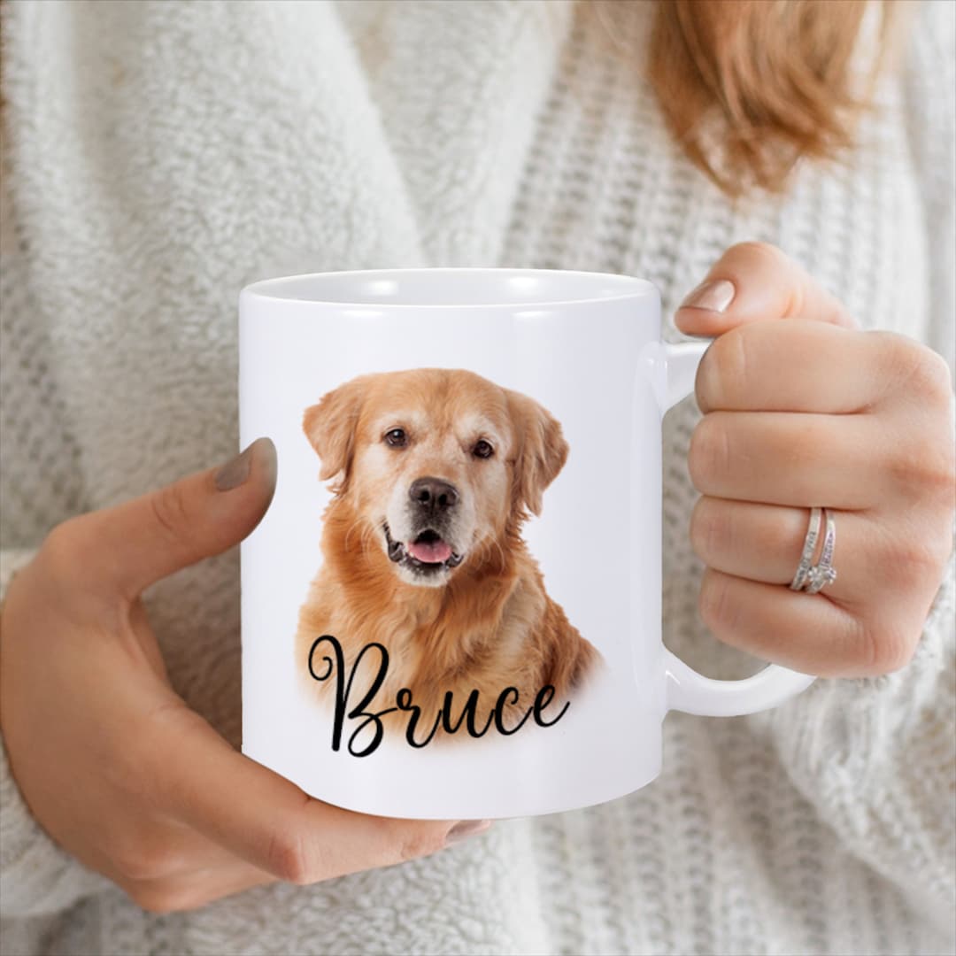 Personalized Dog Mug With Name and Photo Custom Pet Portrait Mug