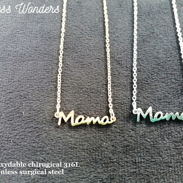 Mama necklace symbol love mom, 18K gold plated or silver, hypoallergenic surgical stainless steel/ ideal gift mother mom grandma