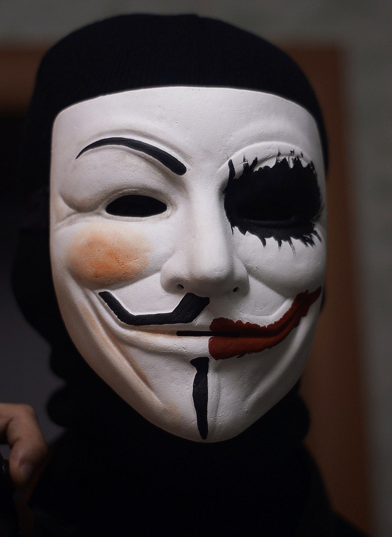 Guy Fawkes Half Joker Mask V for Vendetta Anonymous Joker Mask Etsy