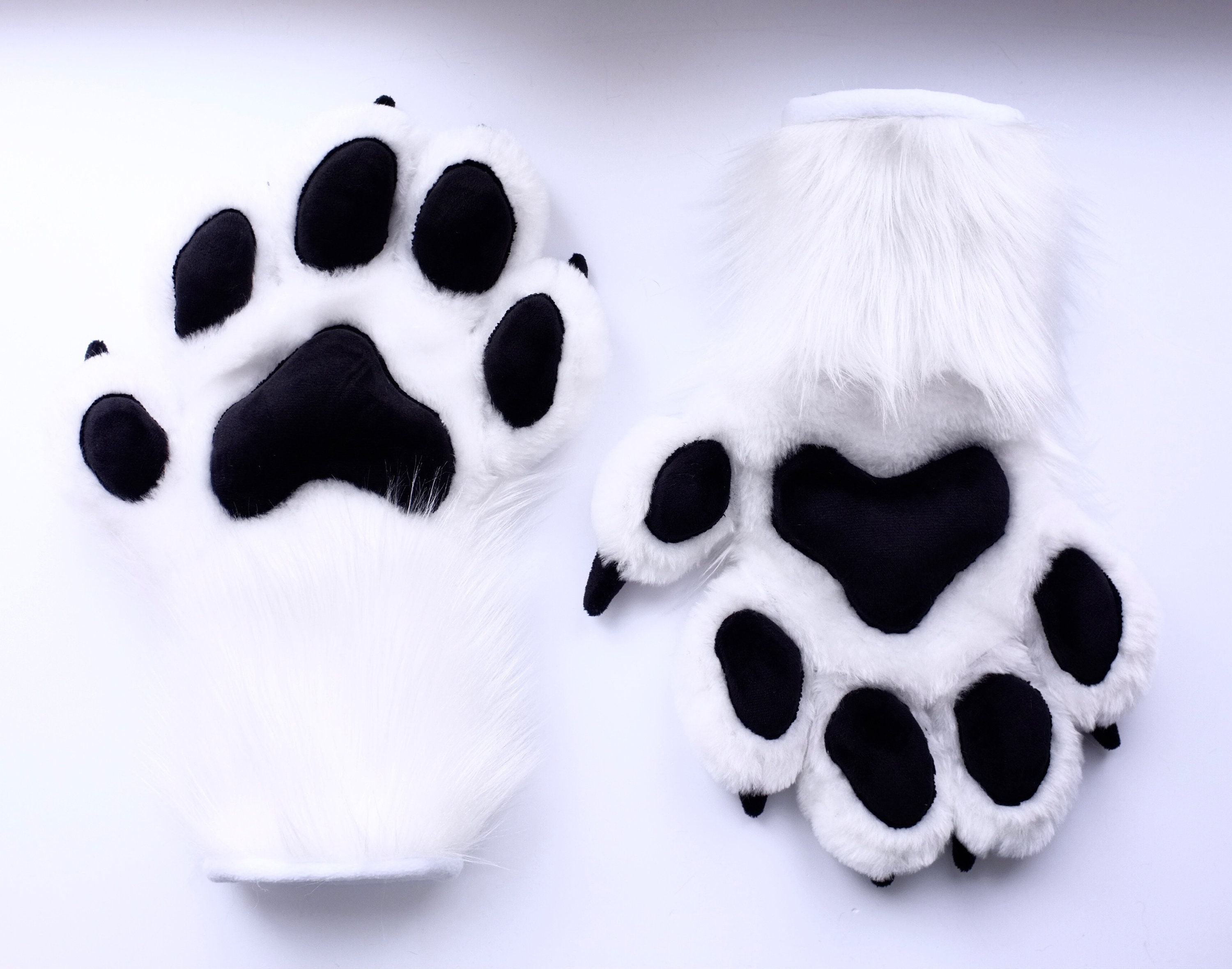 Fursuit Paws White Furry Paws With Claws Five Fingered Puffy - Etsy