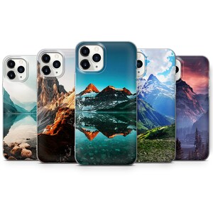 Mountain Phone Case Wanderlust Cover pour iPhone 15, 14 Pro, 13, 12, 11, XR, 8+, 7 et Samsung S23, S22, A53, A51, Huawei P20, P30 Lite
