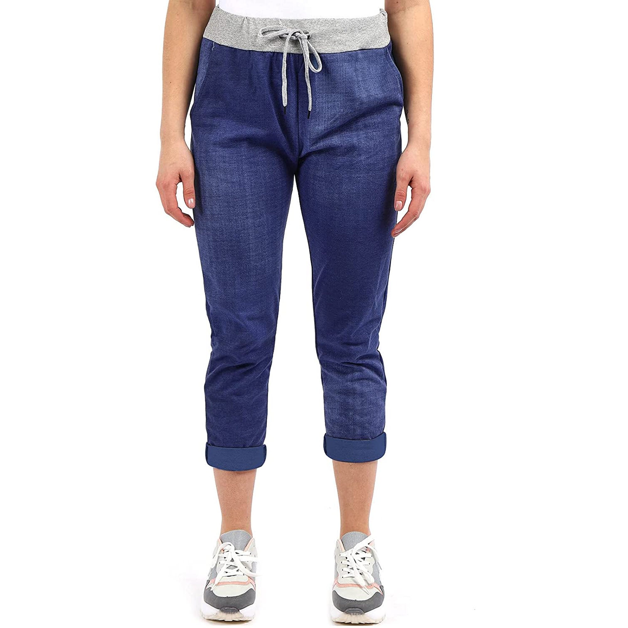 Cos Elastic-waist Cotton Trousers In Blue