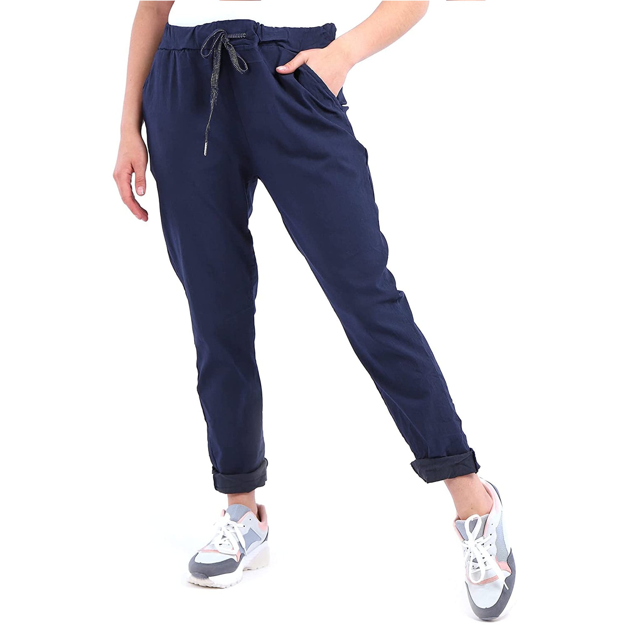 Women Pull on Elasticated Skinny Slim Trouser Stretch Pants Plus