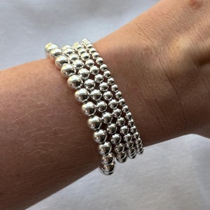 Sterling Silver Bead Bracelet, Silver Ball bracelet, Sterling Silver stacking bracelet Silver beaded bracelet 3mm 4mm 5mm 6mm Gift for her
