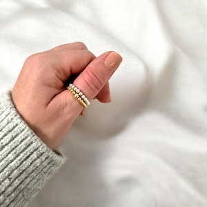 Gold Filled Bead Stretch Ring, Sterling Silver Bead Ring, Gold ring, 14k gold filled bead ring, silver bead, beaded ring, stacking ring