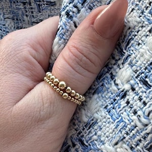Gold Filled Stacking Beaded ring, Stretch Ring, Gold Bead Stretch Ring, Bead stacking ring, 14k gold filled, Pregnancy ring