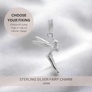 Sterling Silver Fairy Charm Pendent, Necklace Charm, Bracelet Charm, Sterling Silver Charm, Clip on charm 925, Tiny fairy, fairy jewellery