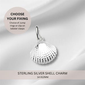 Sterling Silver Shell Charm Pendent, Necklace Charm, Bracelet Charm, Sterling Silver Charm, Clip on charm 925 Sea Shell, Scallop, tiny shell