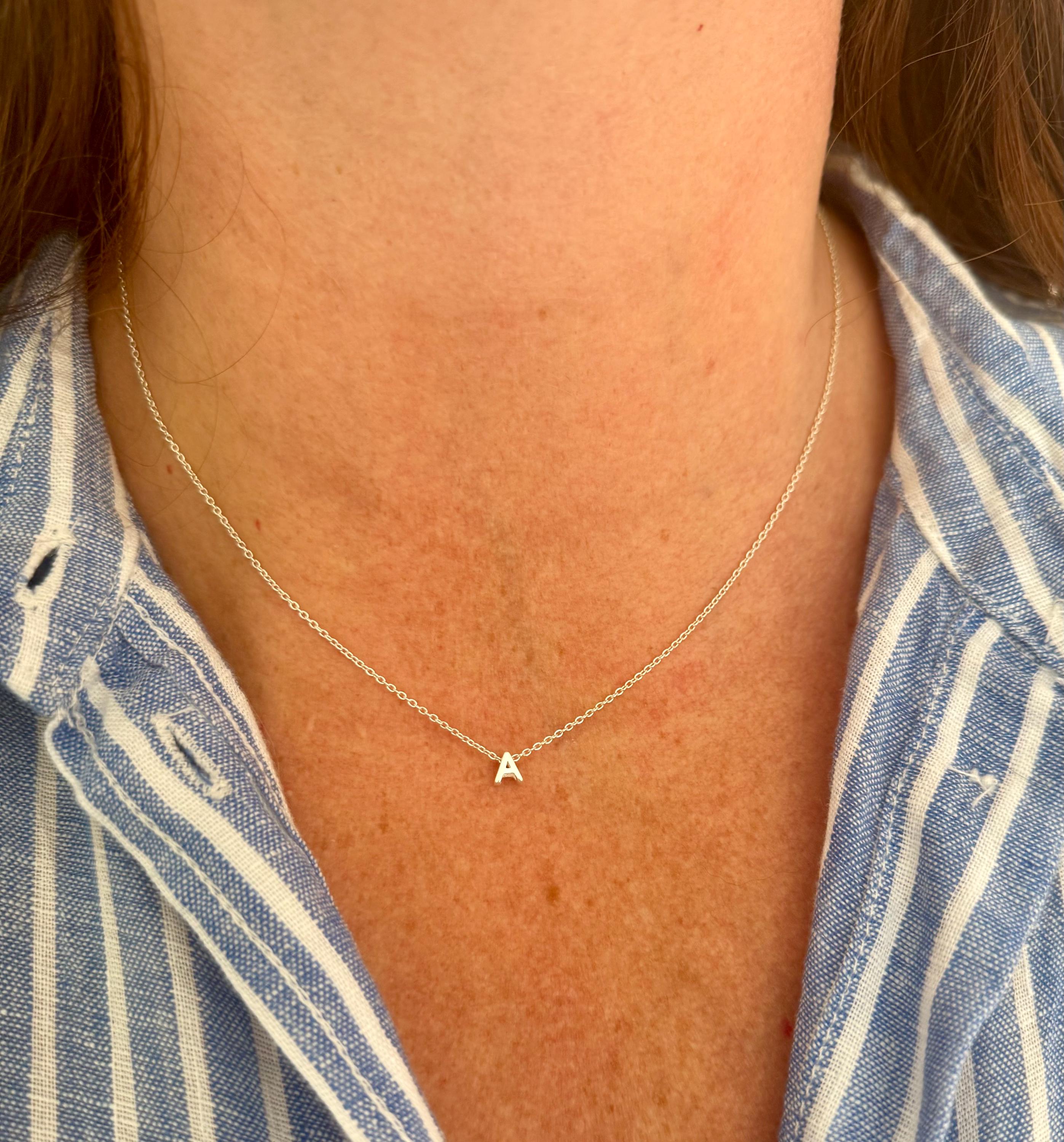 Personalisiertes Alphabet Halskette - Initiale Anhänger Aus 925 Sterling Silber, 14K Gold Plattiert, 45,7 Cm