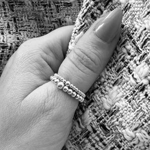 Sterling Silver Stacking Beaded ring, Stretch Ring, silver Bead Stretch Ring, Bead stacking ring, silver stacking ring, Pregnancy ring