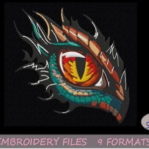 Dragon Eye Machine Embroidery Design - Dragon Eye Embroidery Files - 7 Sizes - Instant Download