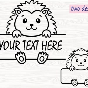 Contorno do Monograma Hedgehog SVG, Monograma Dividido Svg, Baby Hedgehog SVG