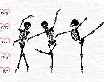 Dancing skeletons SVG, ballerina skeletons