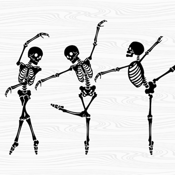 Dancing skeletons SVG, ballerina skeletons