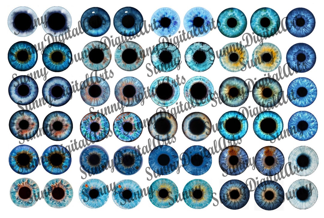 27 Pairs Printable Eye Chips. 14mm Blythe Doll Eyes. Digital Eye Chips ...