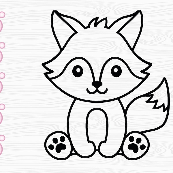 Cute Fox Outline SVG