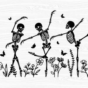 Dancing skeletons SVG, Wild flower svg