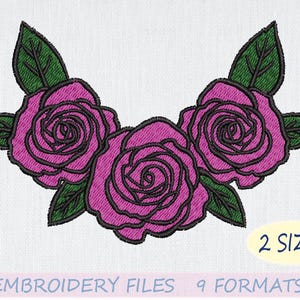 Rose flower, blooming rose embroidery design files, 2 sizes, Instant Download
