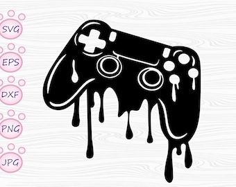 Gamer Splatter Controller SVG Video Game Instant Download Vectors For Cricut Silhouette splat clipart 1 Color png dxf pdf svg