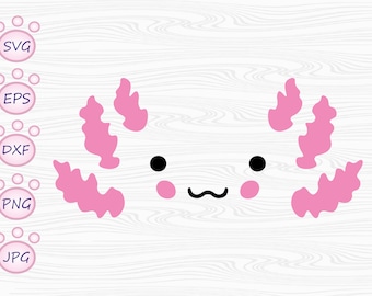 Cute Face Baby Axolotl PNG, Face of Animal DXF, Axolotl SVG