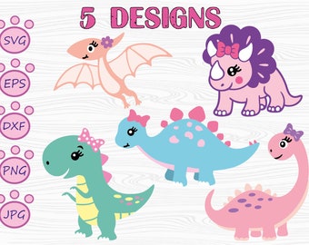 Dinosaur Girl Bundle SVG