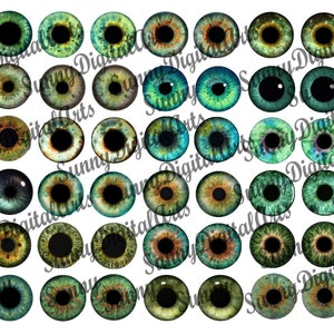 27 pairs Printable Eye chips. 14mm Blythe Doll Eyes. Digital eye chips for custom Blythe doll. Green Color. JPG format. Instant Download #2