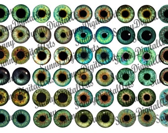 27 pairs Printable Eye chips. 14mm Blythe Doll Eyes. Digital eye chips for custom Blythe doll. Green Color. JPG format. Instant Download #2