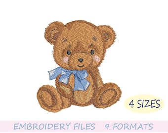 Baby Teddy Bear Embroidery Design, Machine Embroidery Design, 4 Sizes, Instant Download