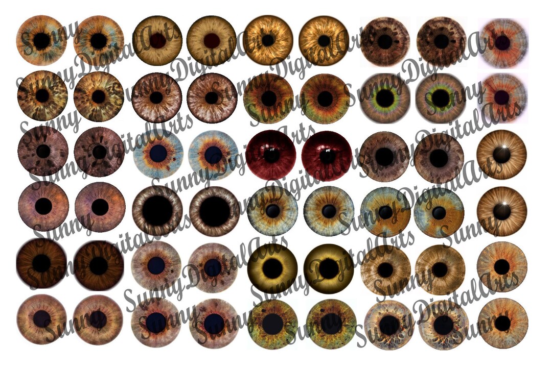 27 Pairs Printable Eye Chips. 14mm Blythe Doll Eyes. Digital Eye Chips ...