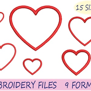 Herz Stickdatei - 15 Größen - Kleines Herz Füllstich Stickmuster - Valentinstag Stickmuster - Maschinenstickerei