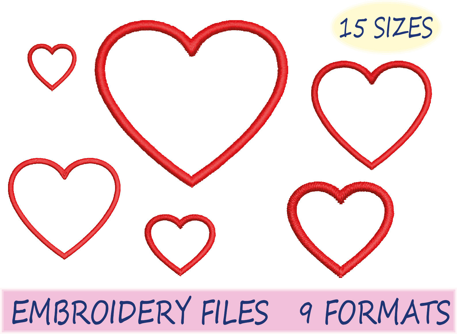 Buy Heart Embroidery Design - 15 Sizes - Small Heart Fill Stitch 
