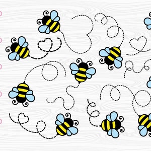 Flying Bee SVG, Bee Paths SVG