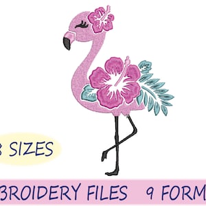 Flamingo Machine Embroidery Design. 8 Sizes. Bird Embroidery Design